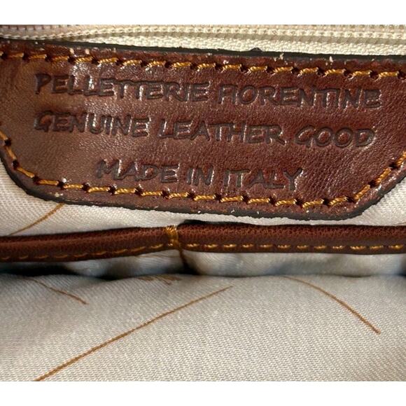 Firenze Vintage Italian Leather Glossy Brown Adjustable Mid-Size Travel Book Bag - Picture 8 of 9